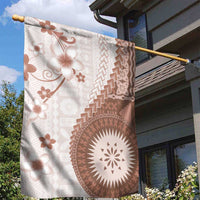 Bula Fiji Garden Flag Brown Plumeria Masi Tapa Pattern LT05 - Polynesian Pride