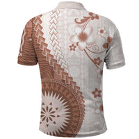 Bula Fiji Polo Shirt Brown Plumeria Masi Tapa Pattern LT05 - Polynesian Pride