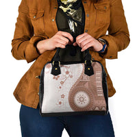 Bula Fiji Shoulder Handbag Brown Plumeria Masi Tapa Pattern - Polynesian Pride