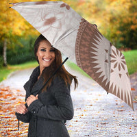 Bula Fiji Umbrella Brown Plumeria Masi Tapa Pattern - Polynesian Pride