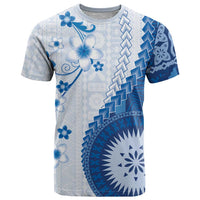 Bula Fiji T Shirt Blue Plumeria Masi Tapa Pattern LT05 Blue - Polynesian Pride