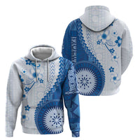 Bula Fiji Zip Hoodie Blue Plumeria Masi Tapa Pattern LT05 - Polynesian Pride