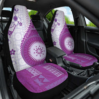 Bula Fiji Car Seat Cover Violet Plumeria Masi Tapa Pattern LT05 One Size Violet - Polynesian Pride