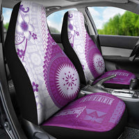 Bula Fiji Car Seat Cover Violet Plumeria Masi Tapa Pattern LT05 - Polynesian Pride