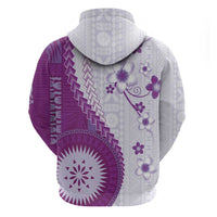 Bula Fiji Hoodie Violet Plumeria Masi Tapa Pattern - Polynesian Pride