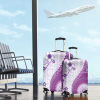 Bula Fiji Luggage Cover Violet Plumeria Masi Tapa Pattern LT05 - Polynesian Pride
