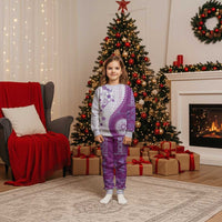 Bula Fiji Christmas Pajama Set Violet Plumeria Masi Tapa Pattern LT05 Kid Violet - Polynesian Pride