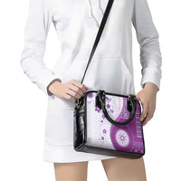 Bula Fiji Shoulder Handbag Violet Plumeria Masi Tapa Pattern - Polynesian Pride