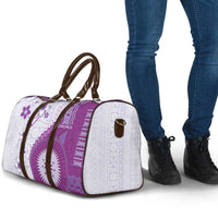 Bula Fiji Travel Bag Violet Plumeria Masi Tapa Pattern - Polynesian Pride