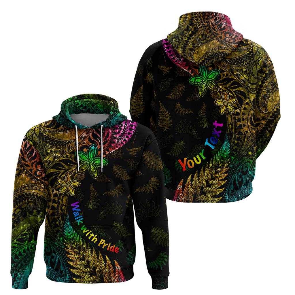 Personalised New Zealand Wellington Pride Zip Hoodie Rainbow Silver Fern Paua Shell LT05 - Polynesian Pride