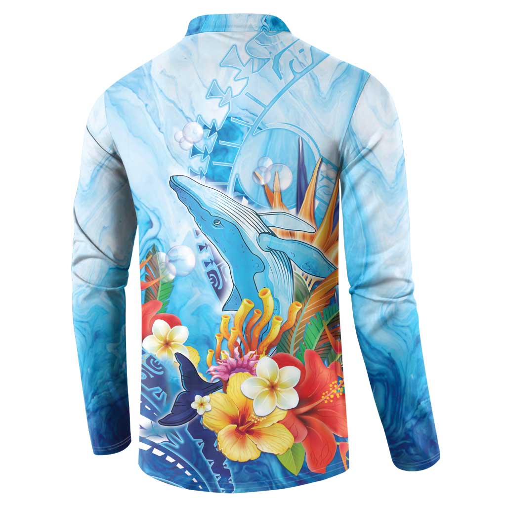 Polynesia Humpback Whale Button Sweatshirt Ocean Style