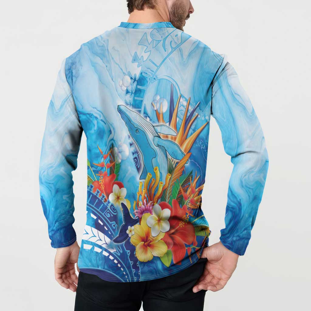 Polynesia Humpback Whale Button Sweatshirt Ocean Style