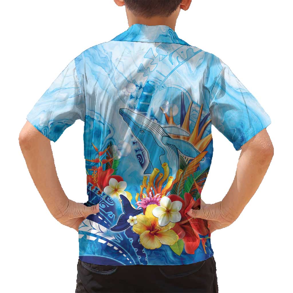 Polynesia Humpback Whale Family Matching Long Sleeve Bodycon Dress and Hawaiian Shirt Ocean Style LT05 - Polynesian Pride