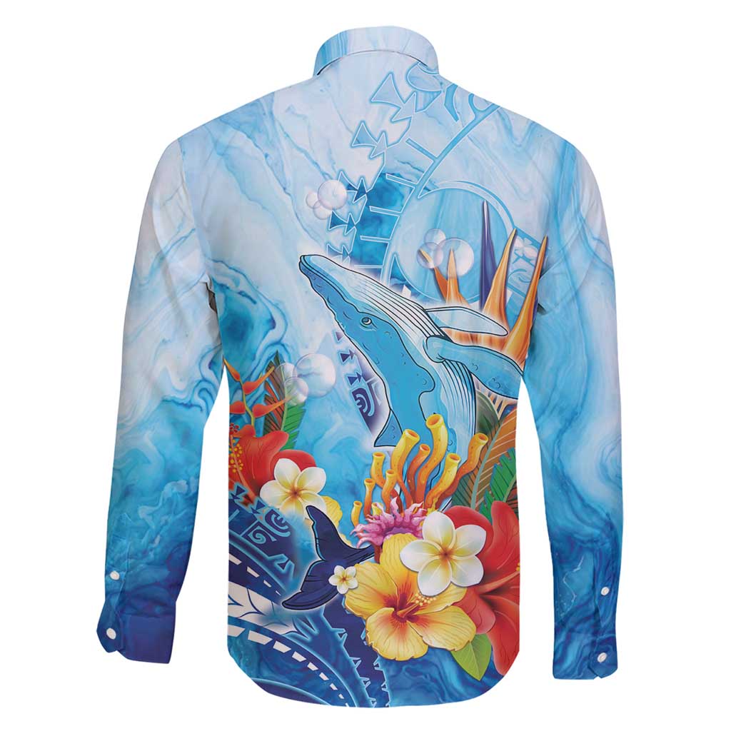 Polynesia Humpback Whale Family Matching Short Sleeve Bodycon Dress and Hawaiian Shirt Ocean Style LT05 - Polynesian Pride
