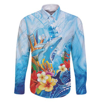 Polynesia Humpback Whale Family Matching Tank Maxi Dress and Hawaiian Shirt Ocean Style