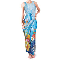 Polynesia Humpback Whale Family Matching Tank Maxi Dress and Hawaiian Shirt Ocean Style