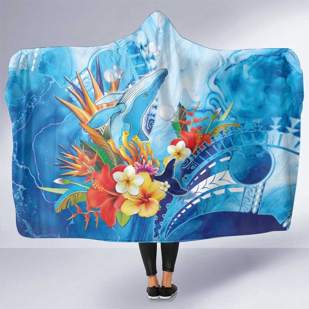 Polynesia Humpback Whale Hooded Blanket Ocean Style LT05 One Size Blue - Polynesian Pride