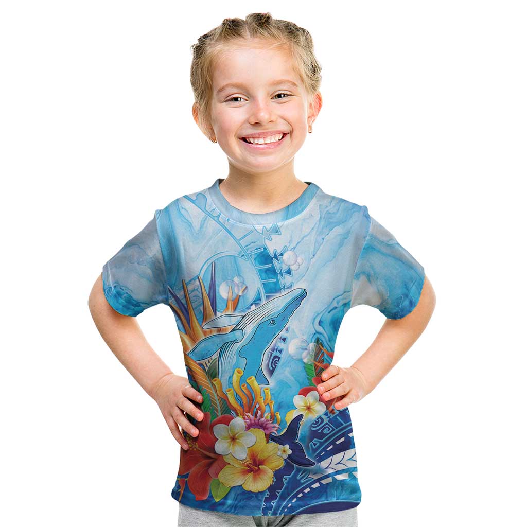 Polynesia Humpback Whale Kid T Shirt Ocean Style LT05 Blue - Polynesian Pride