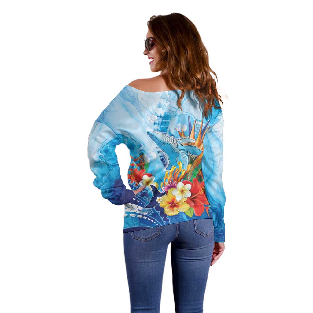 Polynesia Humpback Whale Off Shoulder Sweater Ocean Style