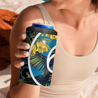 New Zealand Tui Bird 4 in 1 Can Cooler Tumbler Maori Koru With Kowhai Flowers LT05 - Polynesian Pride