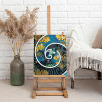 New Zealand Tui Bird Canvas Wall Art Maori Koru With Kowhai Flowers LT05 - Polynesian Pride