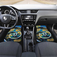 New Zealand Tui Bird Car Mats Maori Koru With Kowhai Flowers LT05 Set 2pcs - Front Black - Polynesian Pride