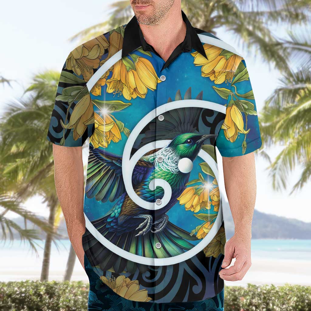 New Zealand Tui Bird Hawaiian Shirt Maori Koru With Kowhai Flowers LT05 - Polynesian Pride