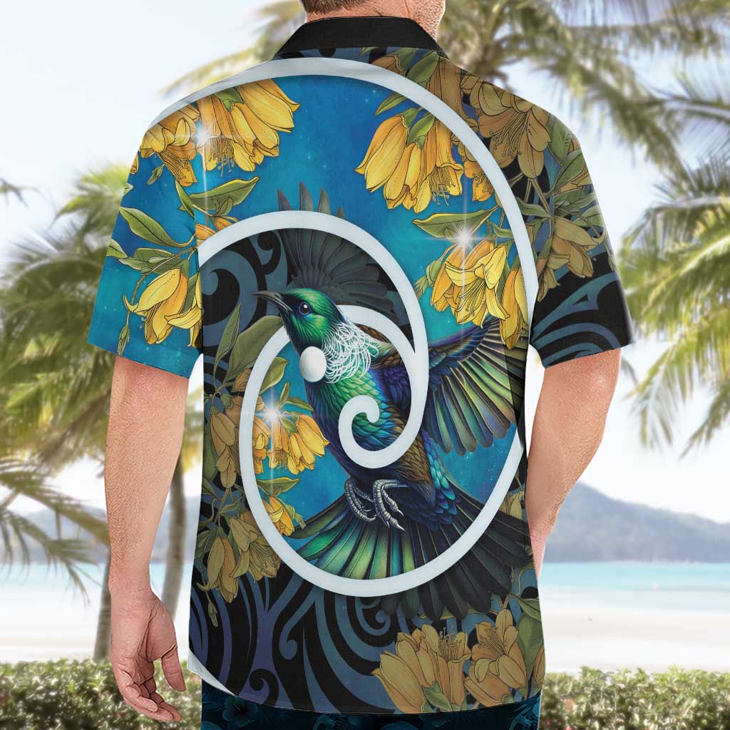 New Zealand Tui Bird Hawaiian Shirt Maori Koru With Kowhai Flowers LT05 - Polynesian Pride