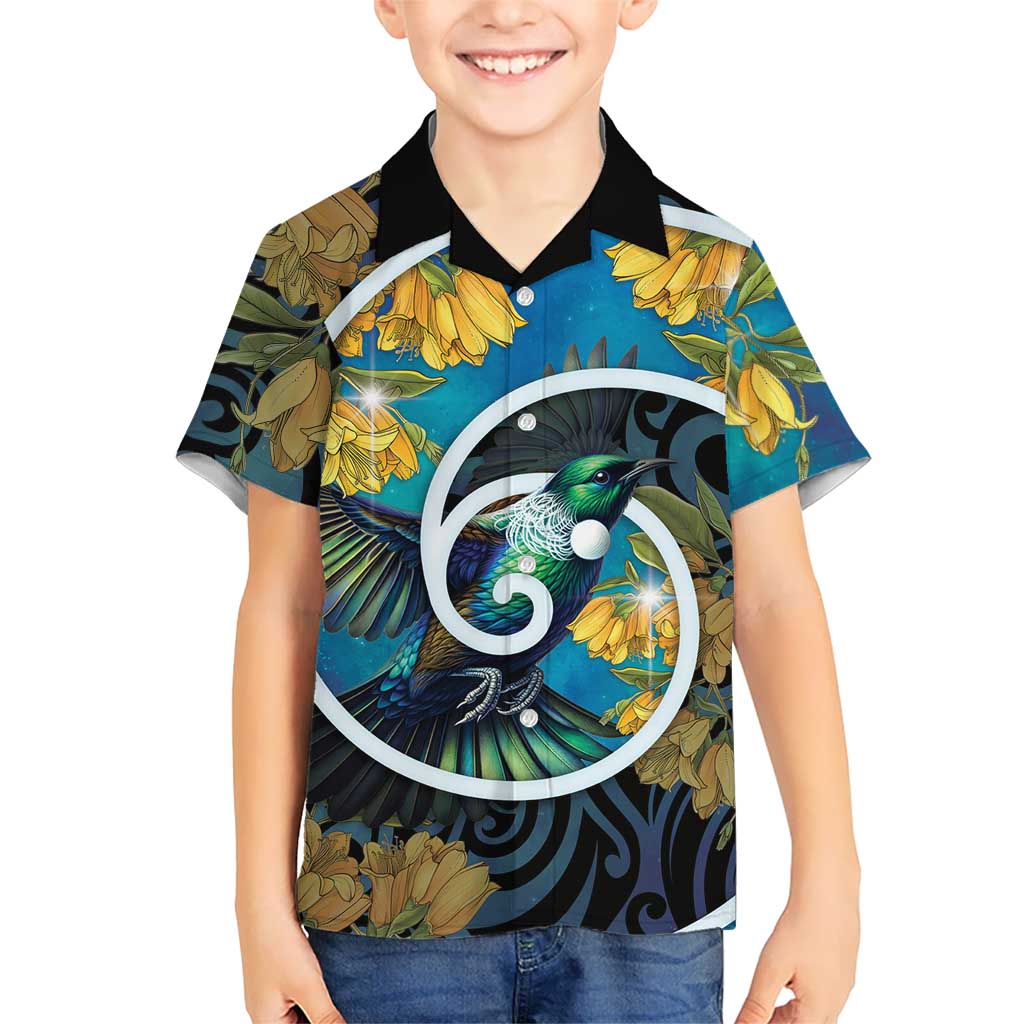 New Zealand Tui Bird Hawaiian Shirt Maori Koru With Kowhai Flowers LT05 - Polynesian Pride
