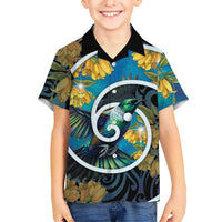New Zealand Tui Bird Hawaiian Shirt Maori Koru With Kowhai Flowers LT05 - Polynesian Pride