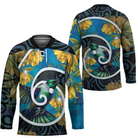 New Zealand Tui Bird Hockey Jersey Maori Koru With Kowhai Flowers LT05 - Polynesian Pride