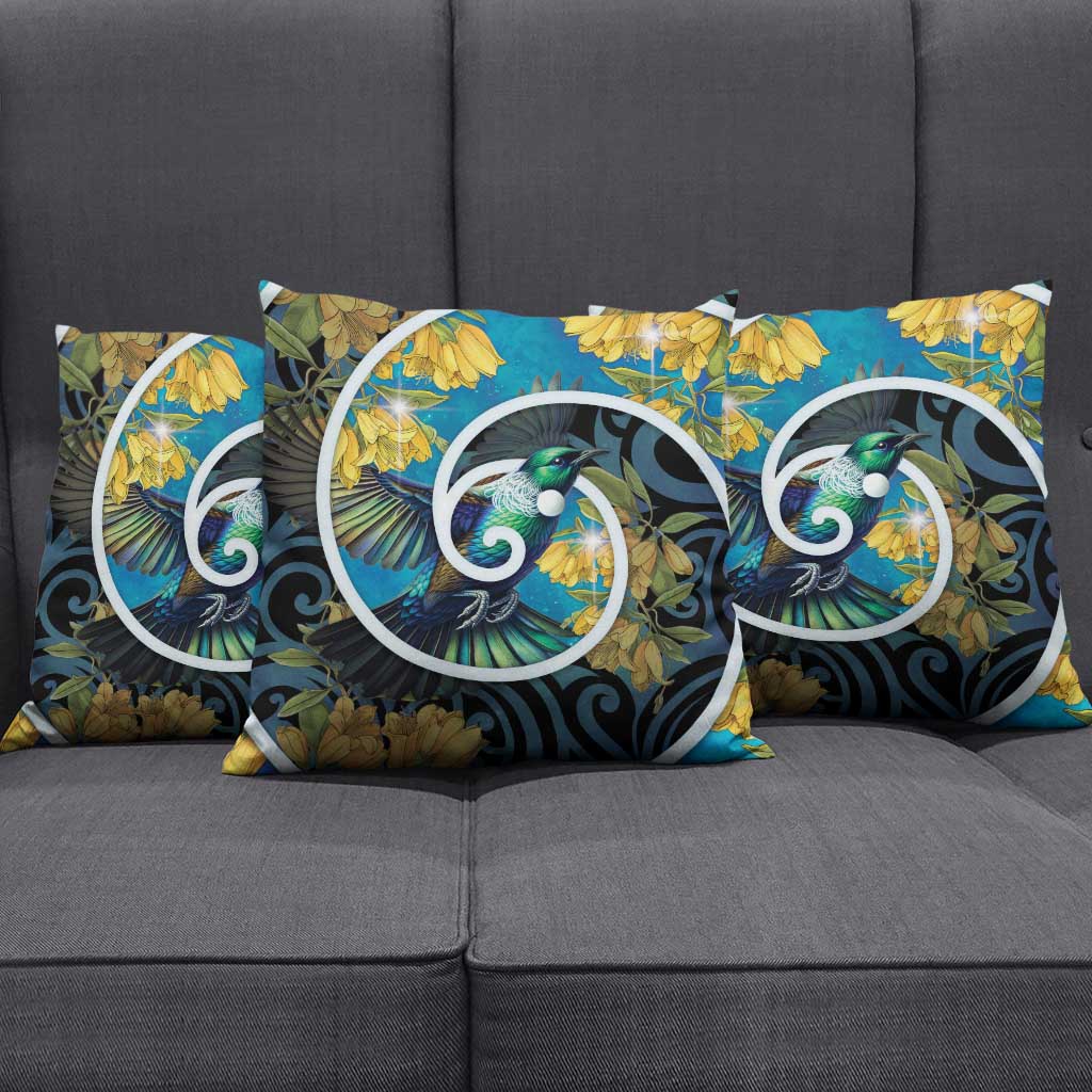 New Zealand Tui Bird Pillow Cover Maori Koru With Kowhai Flowers LT05 - Polynesian Pride