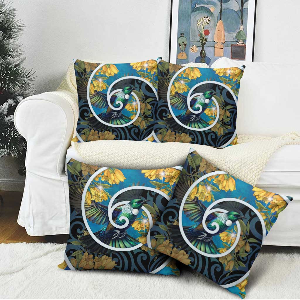 New Zealand Tui Bird Pillow Cover Maori Koru With Kowhai Flowers LT05 - Polynesian Pride