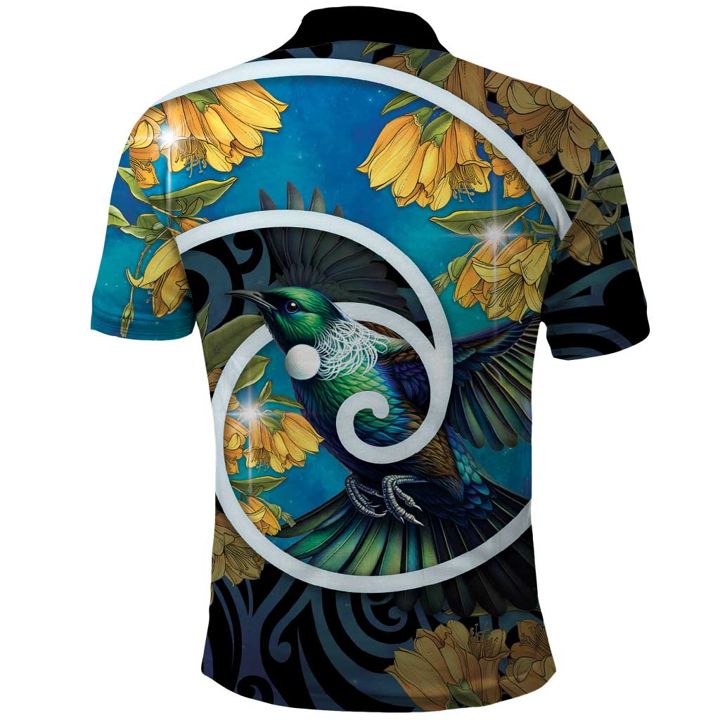 New Zealand Tui Bird Polo Shirt Maori Koru With Kowhai Flowers LT05 - Polynesian Pride