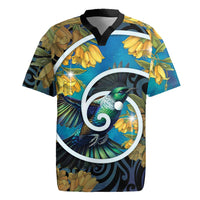 New Zealand Tui Bird Rugby Jersey Maori Koru With Kowhai Flowers LT05 Black - Polynesian Pride