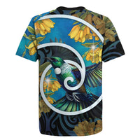New Zealand Tui Bird Rugby Jersey Maori Koru With Kowhai Flowers LT05 - Polynesian Pride