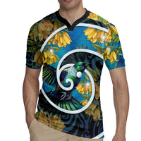 New Zealand Tui Bird Rugby Jersey Maori Koru With Kowhai Flowers LT05 - Polynesian Pride