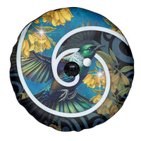 New Zealand Tui Bird Spare Tire Cover Maori Koru With Kowhai Flowers LT05 - Polynesian Pride