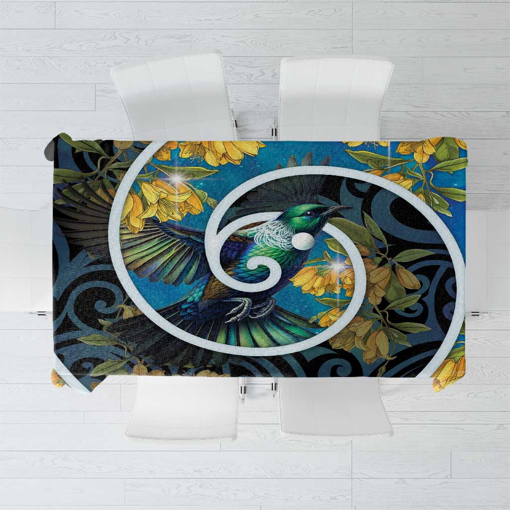New Zealand Tui Bird Tablecloth Maori Koru With Kowhai Flowers