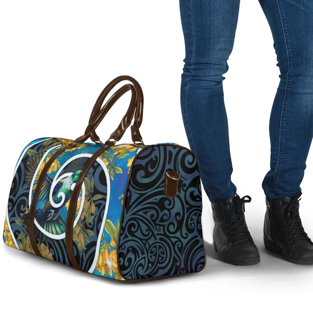New Zealand Tui Bird Travel Bag Maori Koru With Kowhai Flowers LT05 - Polynesian Pride
