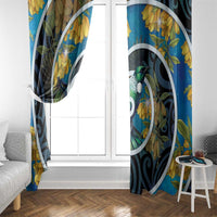 New Zealand Tui Bird Window Curtain Maori Koru With Kowhai Flowers LT05 - Polynesian Pride