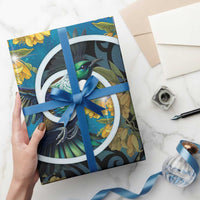 New Zealand Tui Bird Wrapping Paper Maori Koru With Kowhai Flowers LT05 - Polynesian Pride