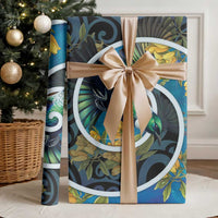 New Zealand Tui Bird Wrapping Paper Maori Koru With Kowhai Flowers LT05 - Polynesian Pride