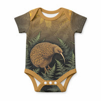 New Zealand Kiwi Bird Baby Onesie Silver Fern Mix Maori Pattern