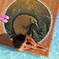 New Zealand Kiwi Bird Beach Blanket Silver Fern Mix Maori Pattern