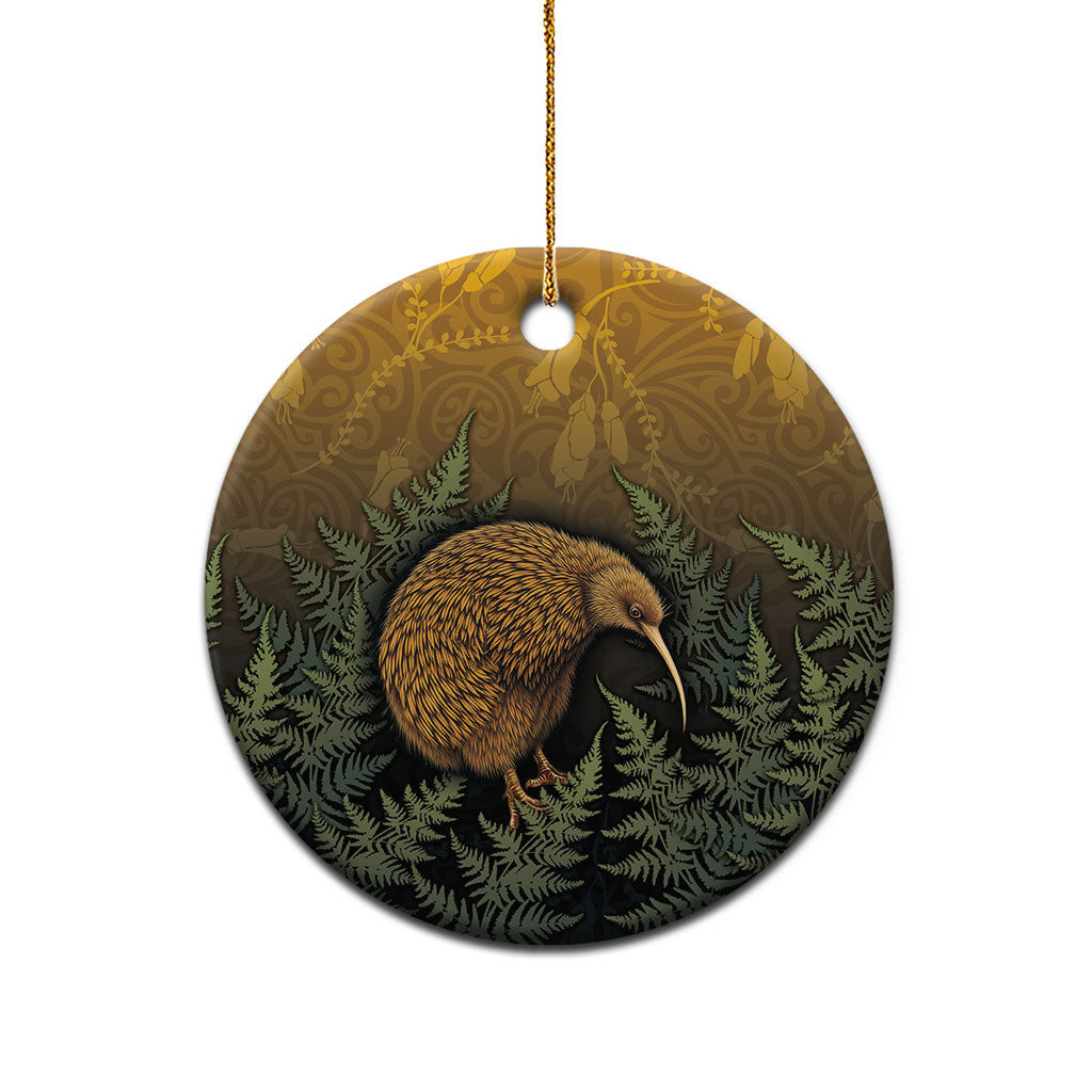 New Zealand Kiwi Bird Ceramic Ornament Silver Fern Mix Maori Pattern LT05 - Polynesian Pride