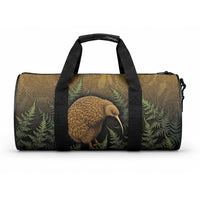 New Zealand Kiwi Bird Duffle Bag Silver Fern Mix Maori Pattern