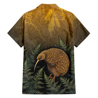 New Zealand Kiwi Bird Family Matching Short Sleeve Bodycon Dress and Hawaiian Shirt Silver Fern Mix Maori Pattern LT05 - Polynesian Pride