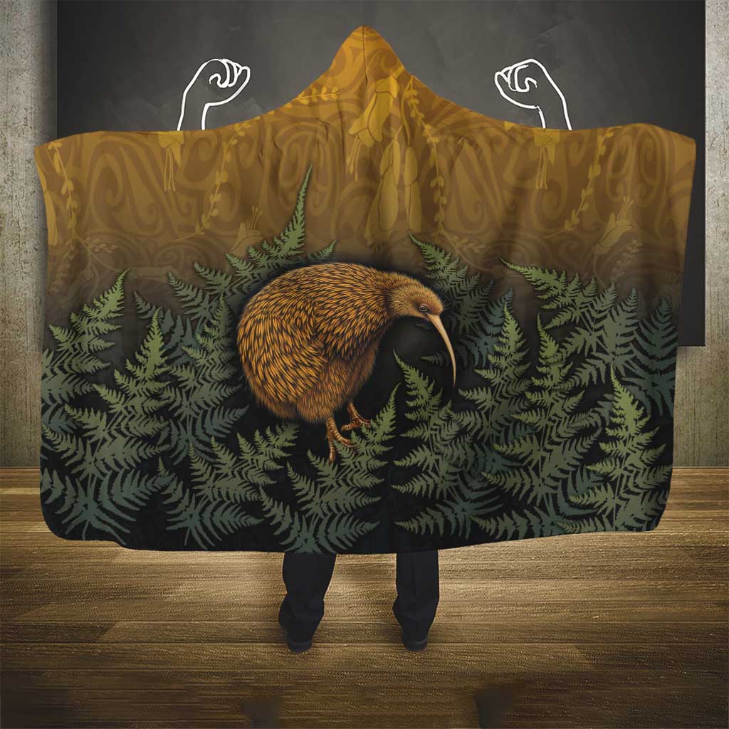 New Zealand Kiwi Bird Hooded Blanket Silver Fern Mix Maori Pattern LT05 - Polynesian Pride