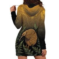 New Zealand Kiwi Bird Hoodie Dress Silver Fern Mix Maori Pattern LT05 - Polynesian Pride